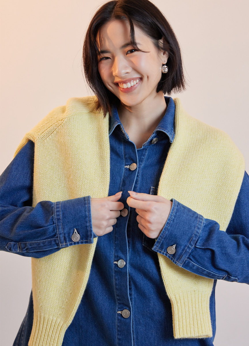 口袋刺繡牛仔襯衫